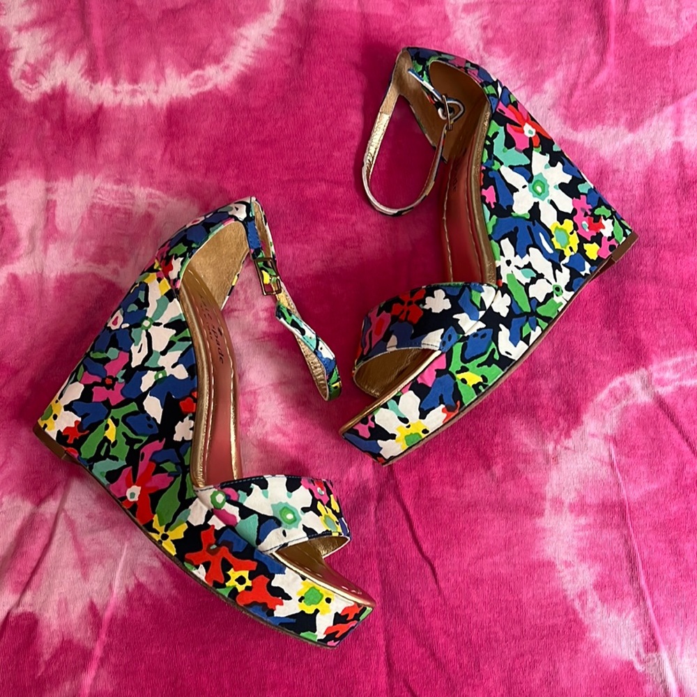 kate spade floral wedge platform sandal